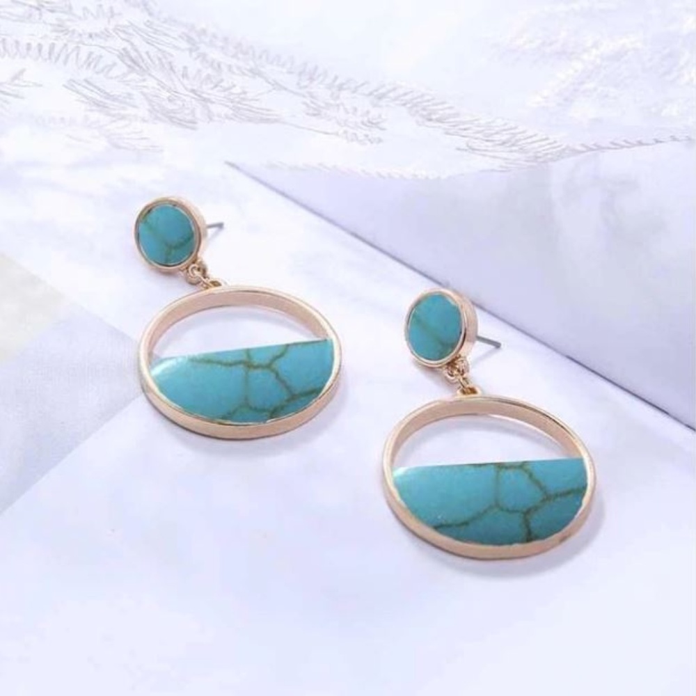4 for $25 Natural Stone Emerald Drop Earrings